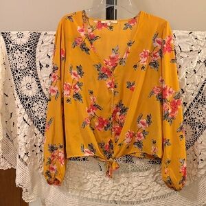 Wishful Park Yellow 🌺 Floral Women's Top Size XL
